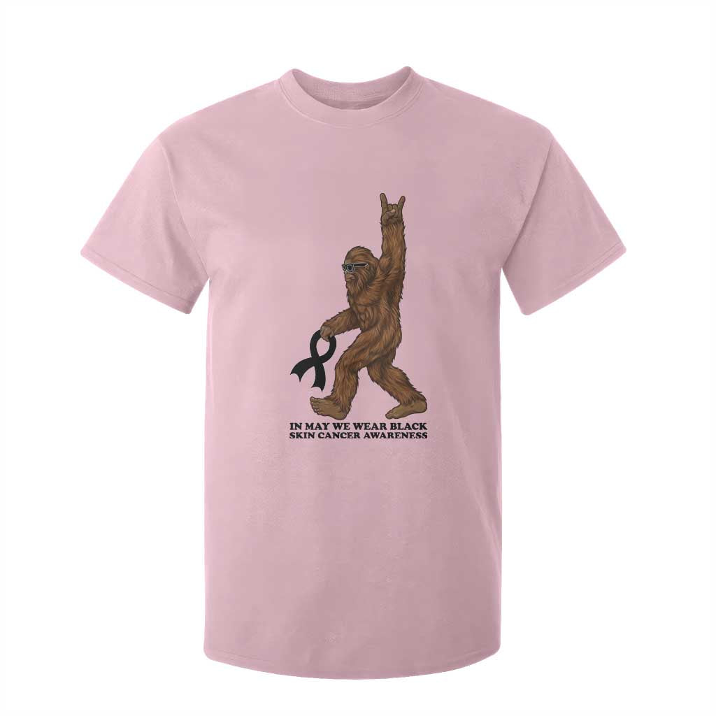 Funny Bigfoot Skin Cancer Support T Shirt For Kid In May We Wear Black TS12 Light Pink Print Your Wear