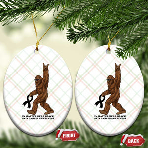 Funny Bigfoot Skin Cancer Support Ceramic Ornament In May We Wear Black TS12 Print Your Wear