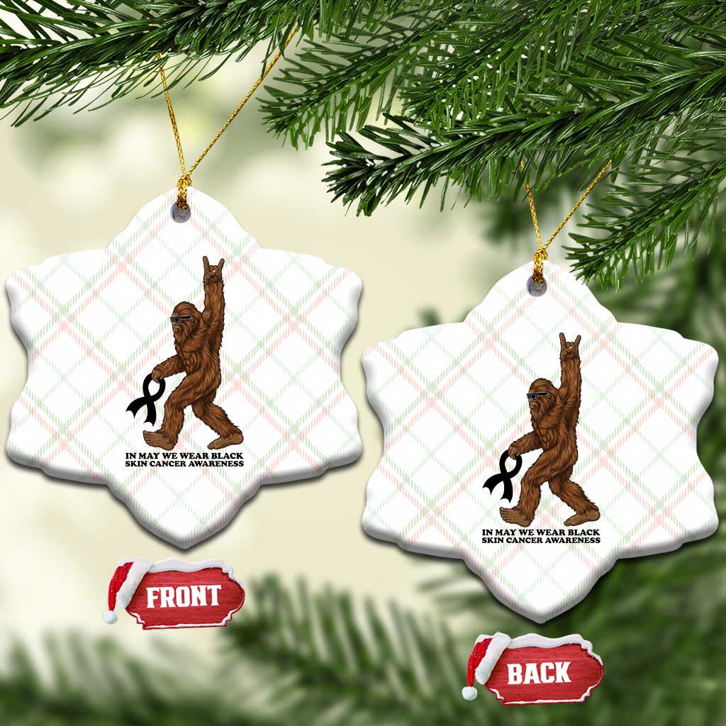 Funny Bigfoot Skin Cancer Support Ceramic Ornament In May We Wear Black TS12 Print Your Wear