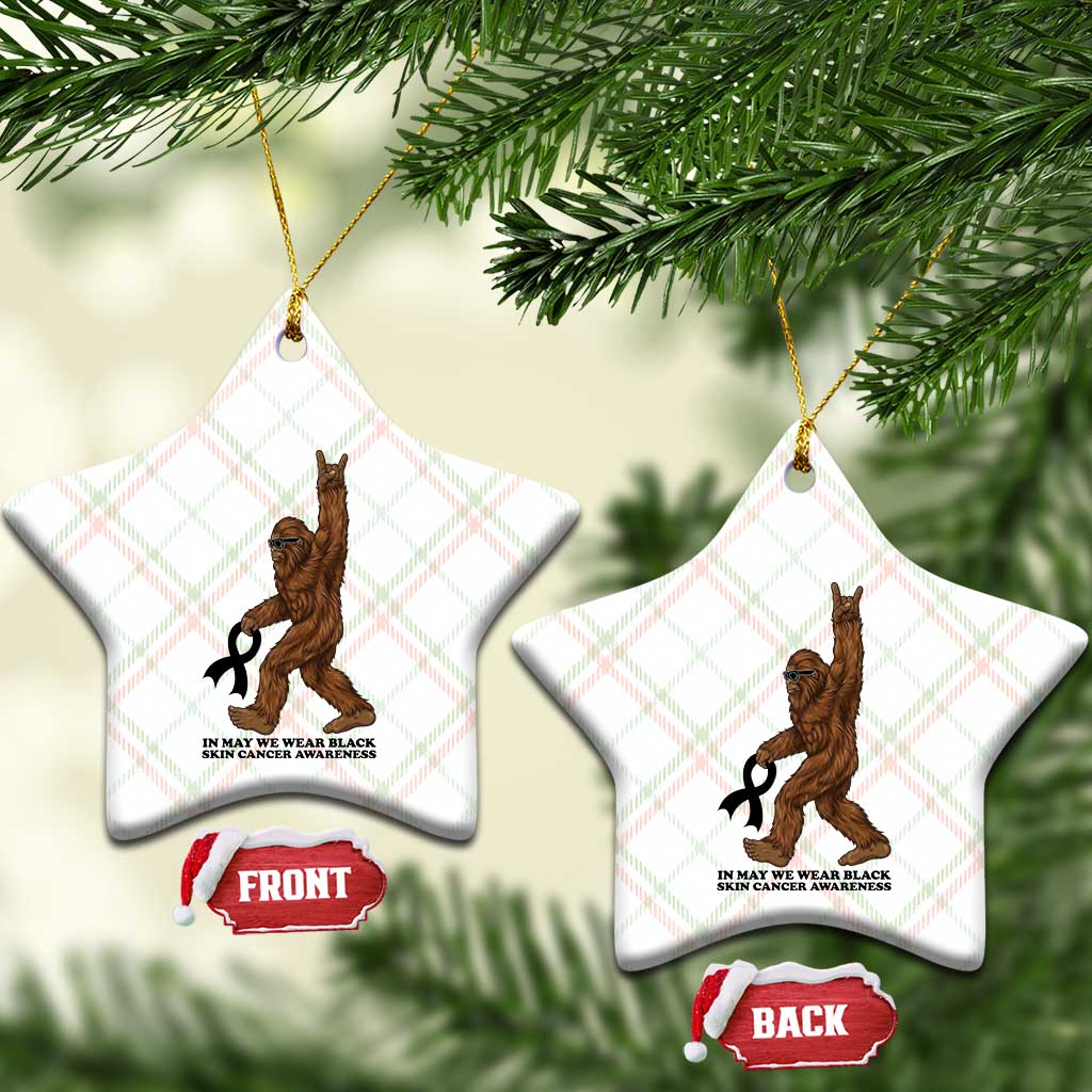Funny Bigfoot Skin Cancer Support Ceramic Ornament In May We Wear Black TS12 Print Your Wear