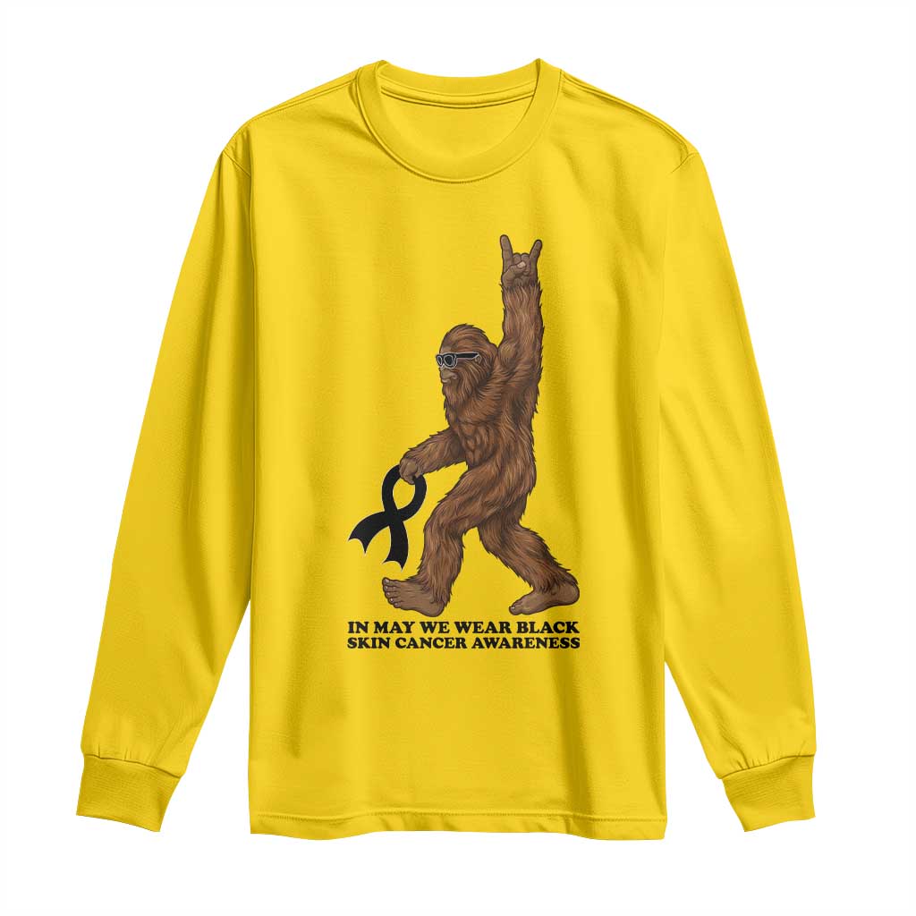 Funny Bigfoot Skin Cancer Support Long Sleeve Shirt In May We Wear Black TS12 Daisy Print Your Wear