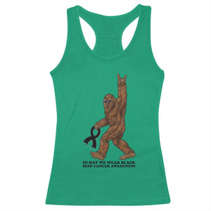 Funny Bigfoot Skin Cancer Support Racerback Tank Top In May We Wear Black TS12 Irish Green Print Your Wear