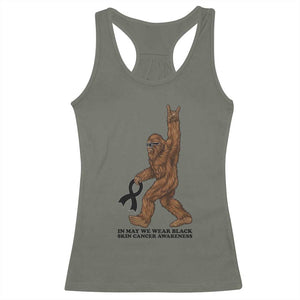 Funny Bigfoot Skin Cancer Support Racerback Tank Top In May We Wear Black TS12 Military Green Print Your Wear