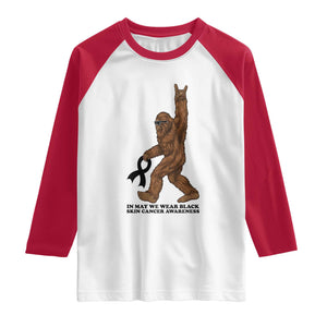Funny Bigfoot Skin Cancer Support Raglan Shirt In May We Wear Black TS12 White Red Print Your Wear