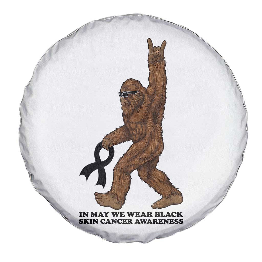 Funny Bigfoot Skin Cancer Support Spare Tire Cover In May We Wear Black TS12 Print Your Wear
