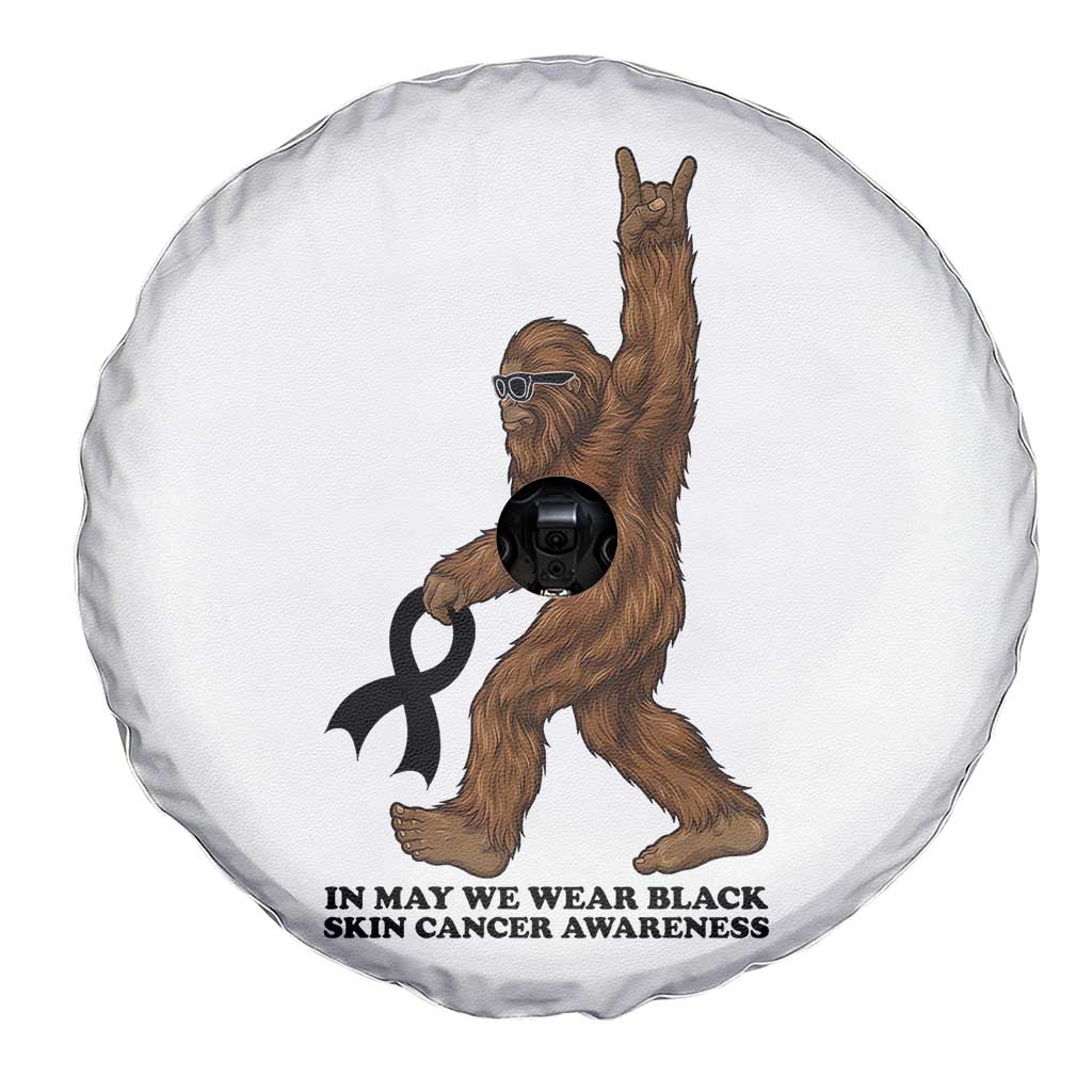 Funny Bigfoot Skin Cancer Support Spare Tire Cover In May We Wear Black TS12 Print Your Wear