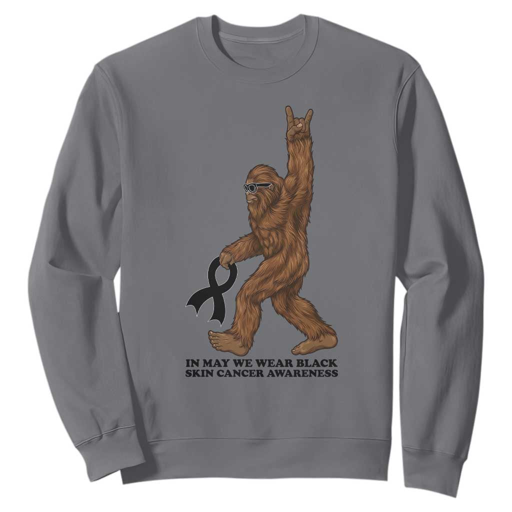 Funny Bigfoot Skin Cancer Support Sweatshirt In May We Wear Black TS12 Charcoal Print Your Wear