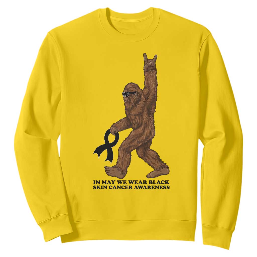 Funny Bigfoot Skin Cancer Support Sweatshirt In May We Wear Black TS12 Daisy Print Your Wear