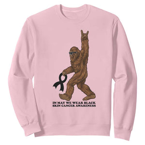 Funny Bigfoot Skin Cancer Support Sweatshirt In May We Wear Black TS12 Light Pink Print Your Wear