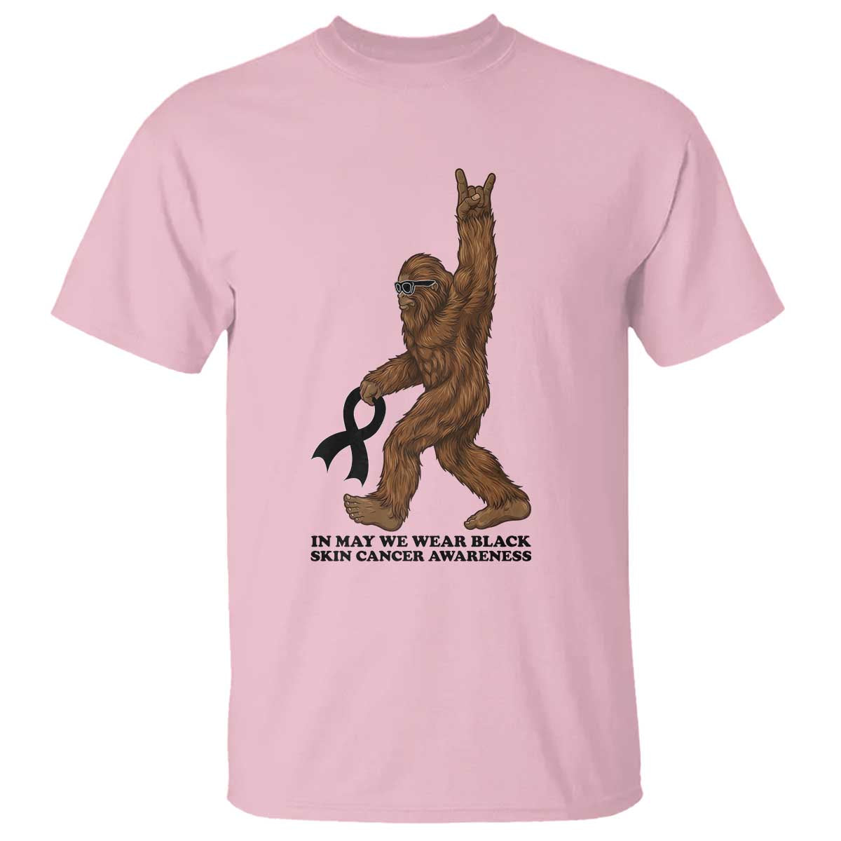 Funny Bigfoot Skin Cancer Support T Shirt In May We Wear Black TS12 Light Pink Print Your Wear