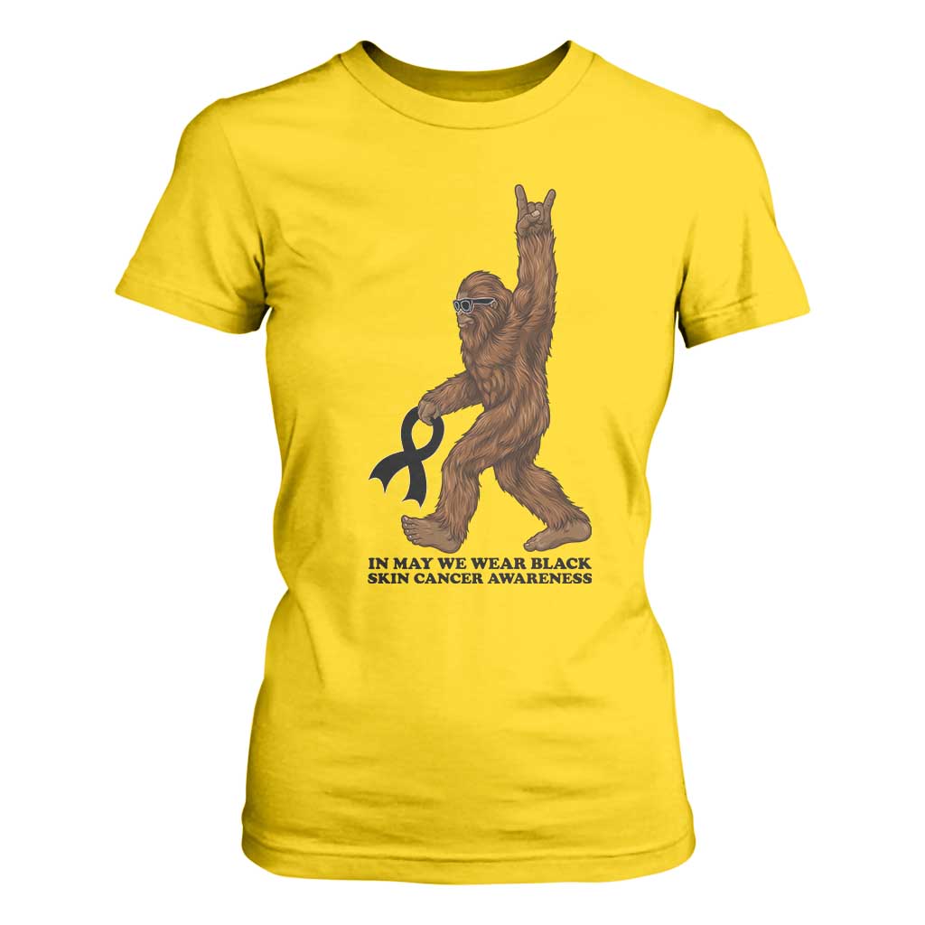 Funny Bigfoot Skin Cancer Support T Shirt For Women In May We Wear Black TS12 Daisy Print Your Wear