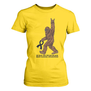 Funny Bigfoot Skin Cancer Support T Shirt For Women In May We Wear Black TS12 Daisy Print Your Wear