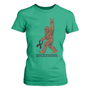 Funny Bigfoot Skin Cancer Support T Shirt For Women In May We Wear Black TS12 Irish Green Print Your Wear