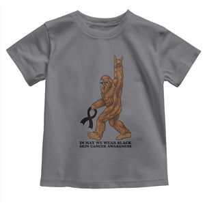 Funny Bigfoot Skin Cancer Support Toddler T Shirt In May We Wear Black TS12 Charcoal Print Your Wear