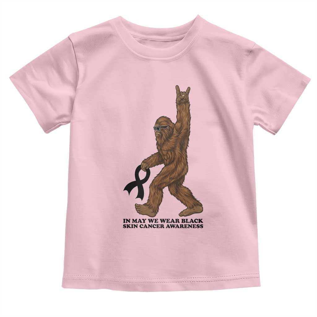 Funny Bigfoot Skin Cancer Support Toddler T Shirt In May We Wear Black TS12 Light Pink Print Your Wear