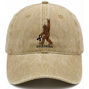 Funny Bigfoot Skin Cancer Support Washed Cotton Baseball Cap In May We Wear Black TS12 Print Your Wear