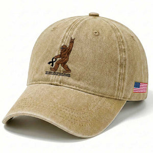 Funny Bigfoot Skin Cancer Support Washed Cotton Baseball Cap In May We Wear Black TS12 Print Your Wear