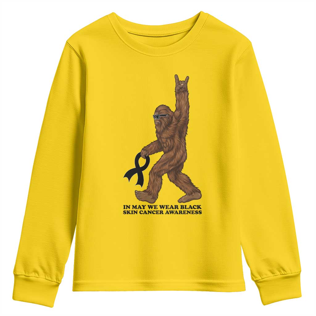 Funny Bigfoot Skin Cancer Support Youth Sweatshirt In May We Wear Black TS12 Daisy Print Your Wear