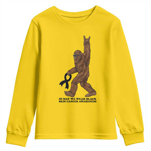 Funny Bigfoot Skin Cancer Support Youth Sweatshirt In May We Wear Black TS12 Daisy Print Your Wear