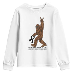 Funny Bigfoot Skin Cancer Support Youth Sweatshirt In May We Wear Black TS12 White Print Your Wear