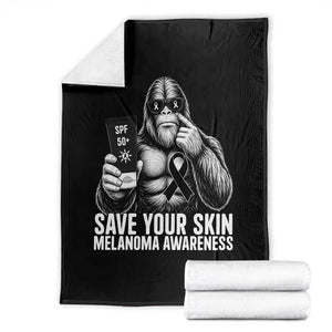 Bigfoot Save Your Skin Throw Blanket Melanoma Warrior Support TS12 Black Print Your Wear
