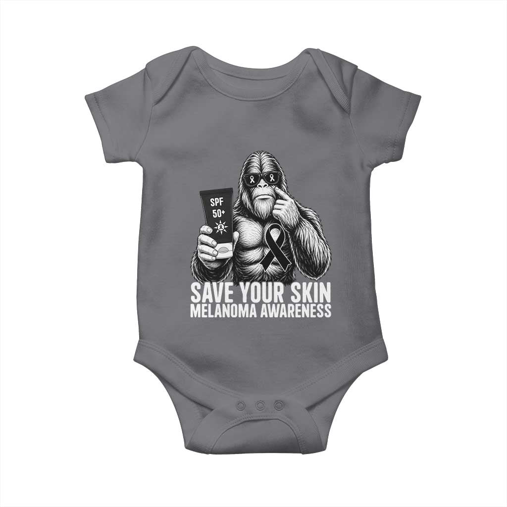 Bigfoot Save Your Skin Baby Onesie Melanoma Warrior Support TS12 Charcoal Print Your Wear