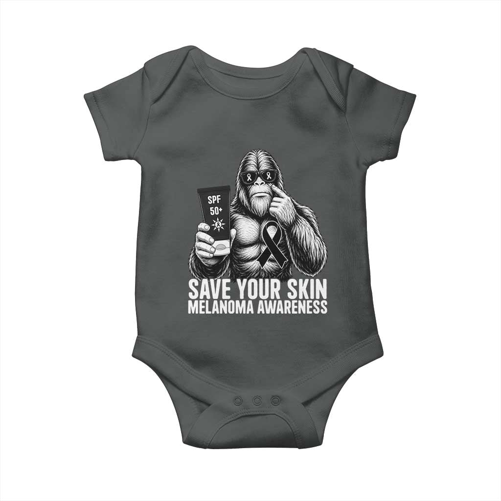 Bigfoot Save Your Skin Baby Onesie Melanoma Warrior Support TS12 Dark Heather Print Your Wear