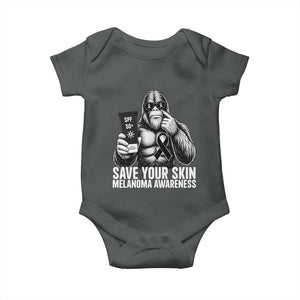 Bigfoot Save Your Skin Baby Onesie Melanoma Warrior Support TS12 Dark Heather Print Your Wear