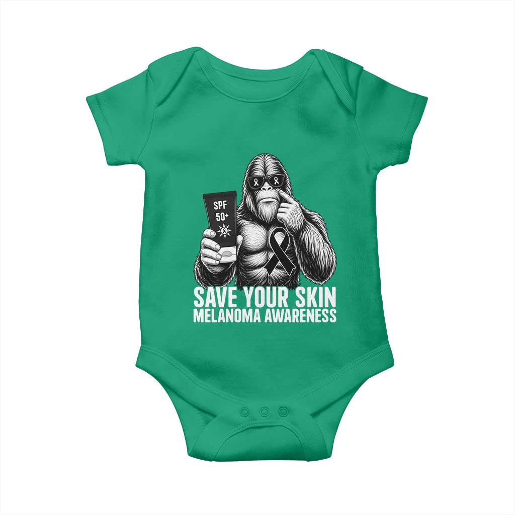 Bigfoot Save Your Skin Baby Onesie Melanoma Warrior Support TS12 Irish Green Print Your Wear
