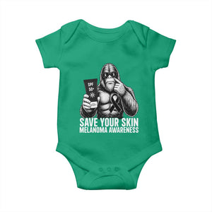 Bigfoot Save Your Skin Baby Onesie Melanoma Warrior Support TS12 Irish Green Print Your Wear