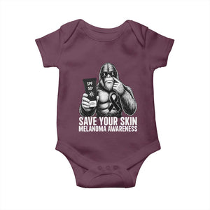 Bigfoot Save Your Skin Baby Onesie Melanoma Warrior Support TS12 Maroon Print Your Wear