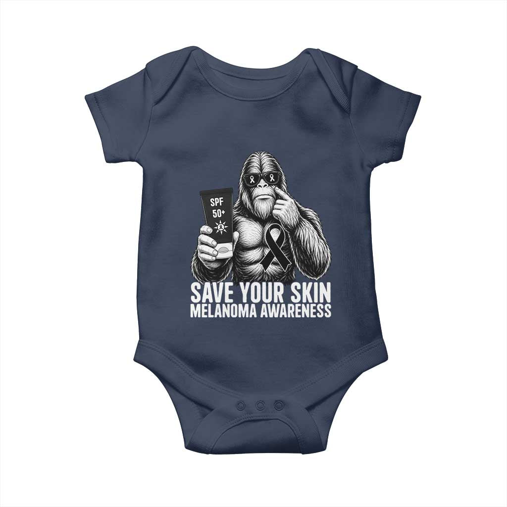 Bigfoot Save Your Skin Baby Onesie Melanoma Warrior Support TS12 Navy Print Your Wear