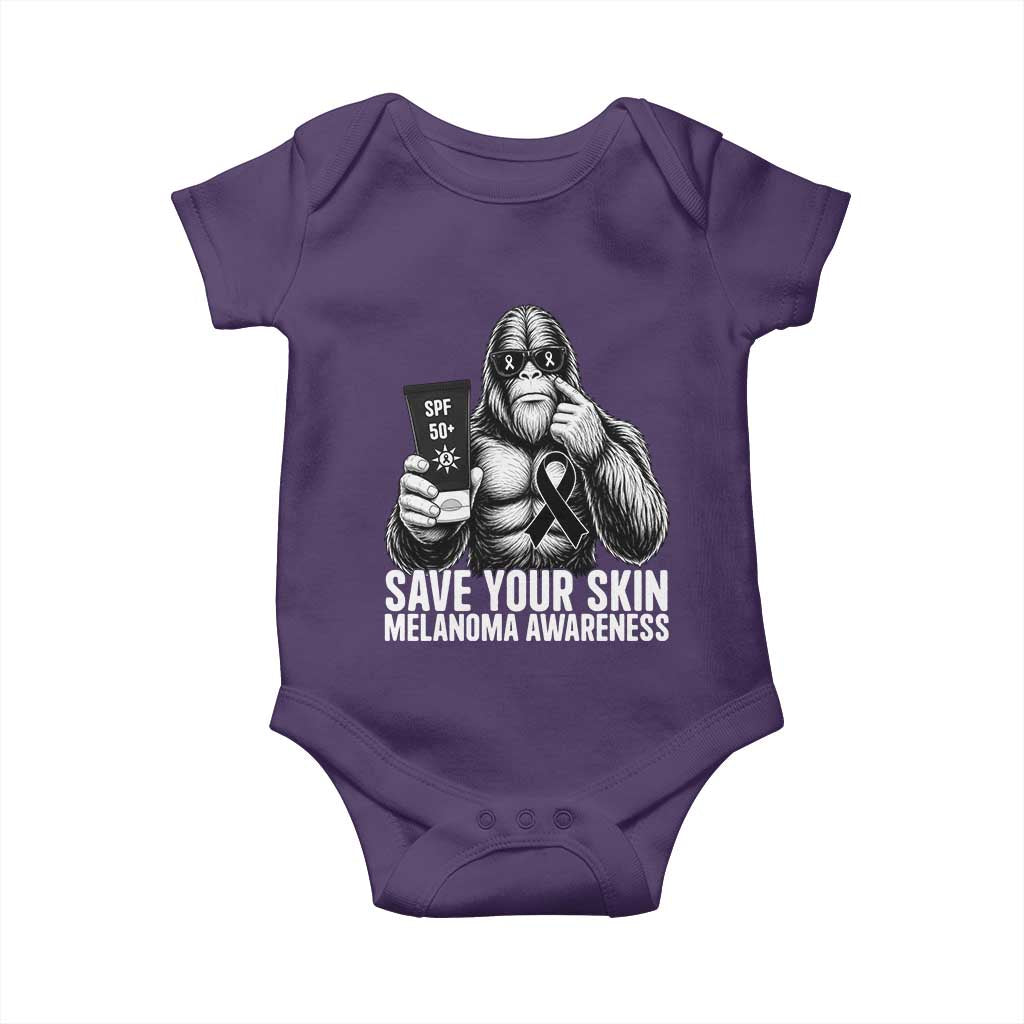 Bigfoot Save Your Skin Baby Onesie Melanoma Warrior Support TS12 Purple Print Your Wear