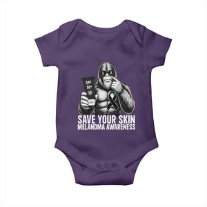 Bigfoot Save Your Skin Baby Onesie Melanoma Warrior Support TS12 Purple Print Your Wear
