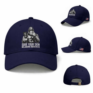 Bigfoot Save Your Skin Baseball Cap Melanoma Warrior Support TS12 Baseball Cap Universal Fit Dark Blue Print Your Wear