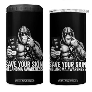 Bigfoot Save Your Skin 4 in 1 Can Cooler Tumbler Melanoma Warrior Support TS12 One Size: 16 oz Black Print Your Wear