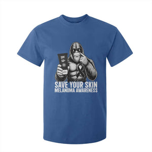 Bigfoot Save Your Skin T Shirt For Kid Melanoma Warrior Support TS12 Royal Blue Print Your Wear