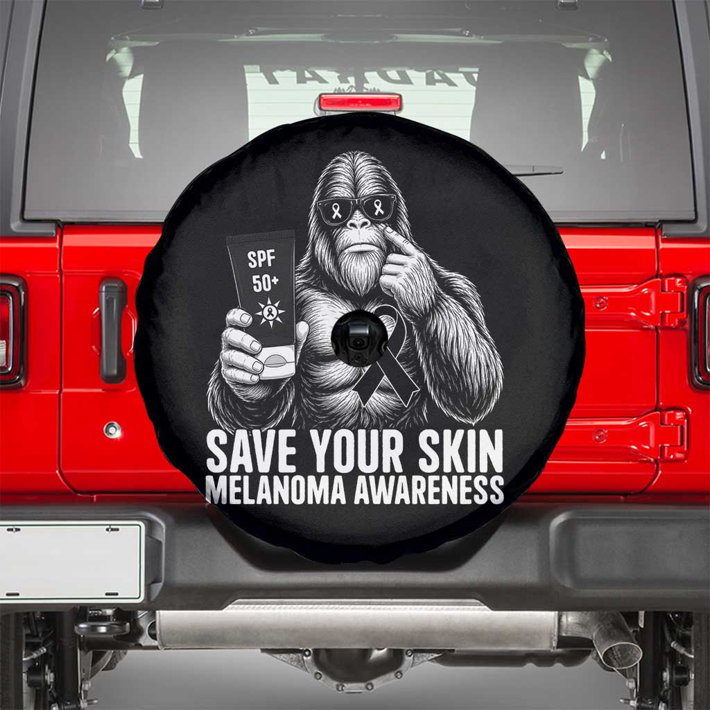 Bigfoot Save Your Skin Spare Tire Cover Melanoma Warrior Support TS12 Black Print Your Wear
