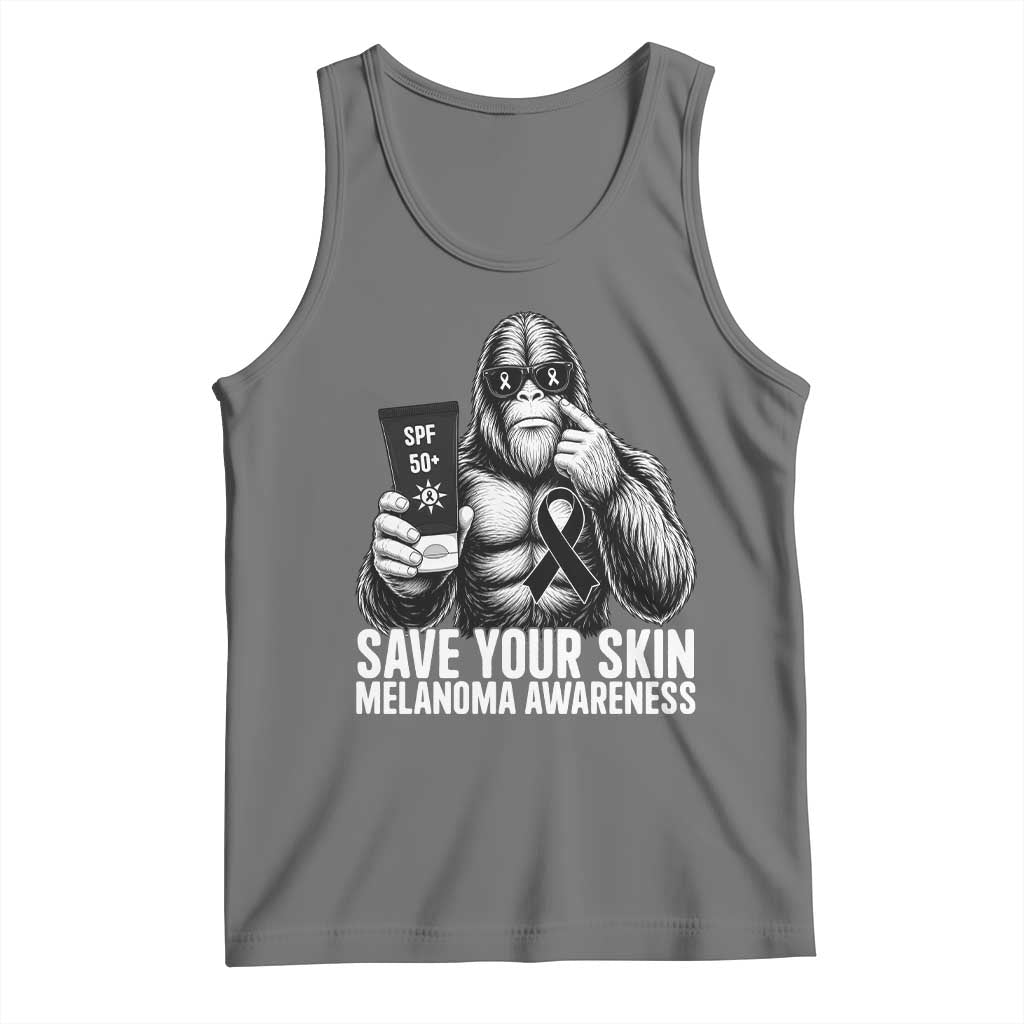 Bigfoot Save Your Skin Tank Top Melanoma Warrior Support TS12 Black Heather Print Your Wear
