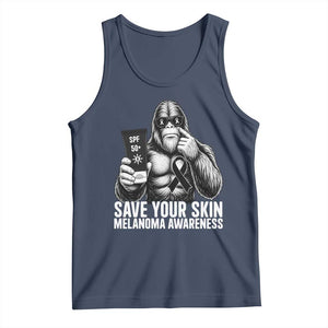 Bigfoot Save Your Skin Tank Top Melanoma Warrior Support TS12 Navy Print Your Wear