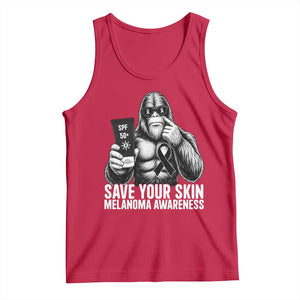 Bigfoot Save Your Skin Tank Top Melanoma Warrior Support TS12 Red Print Your Wear