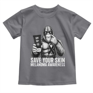 Bigfoot Save Your Skin Toddler T Shirt Melanoma Warrior Support TS12 Charcoal Print Your Wear