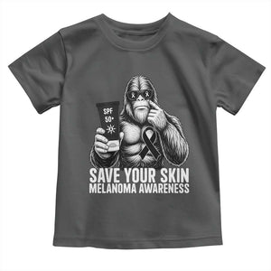 Bigfoot Save Your Skin Toddler T Shirt Melanoma Warrior Support TS12 Dark Heather Print Your Wear