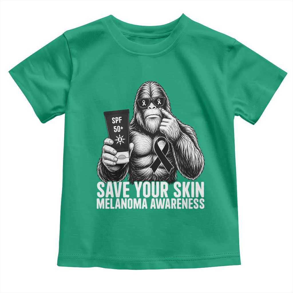 Bigfoot Save Your Skin Toddler T Shirt Melanoma Warrior Support TS12 Irish Green Print Your Wear