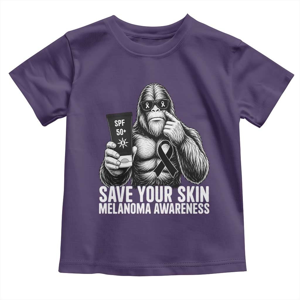 Bigfoot Save Your Skin Toddler T Shirt Melanoma Warrior Support TS12 Purple Print Your Wear