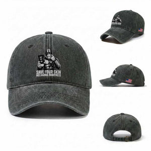 Bigfoot Save Your Skin Washed Cotton Baseball Cap Melanoma Warrior Support TS12 Washed Cap Universal Fit Dark Green Print Your Wear