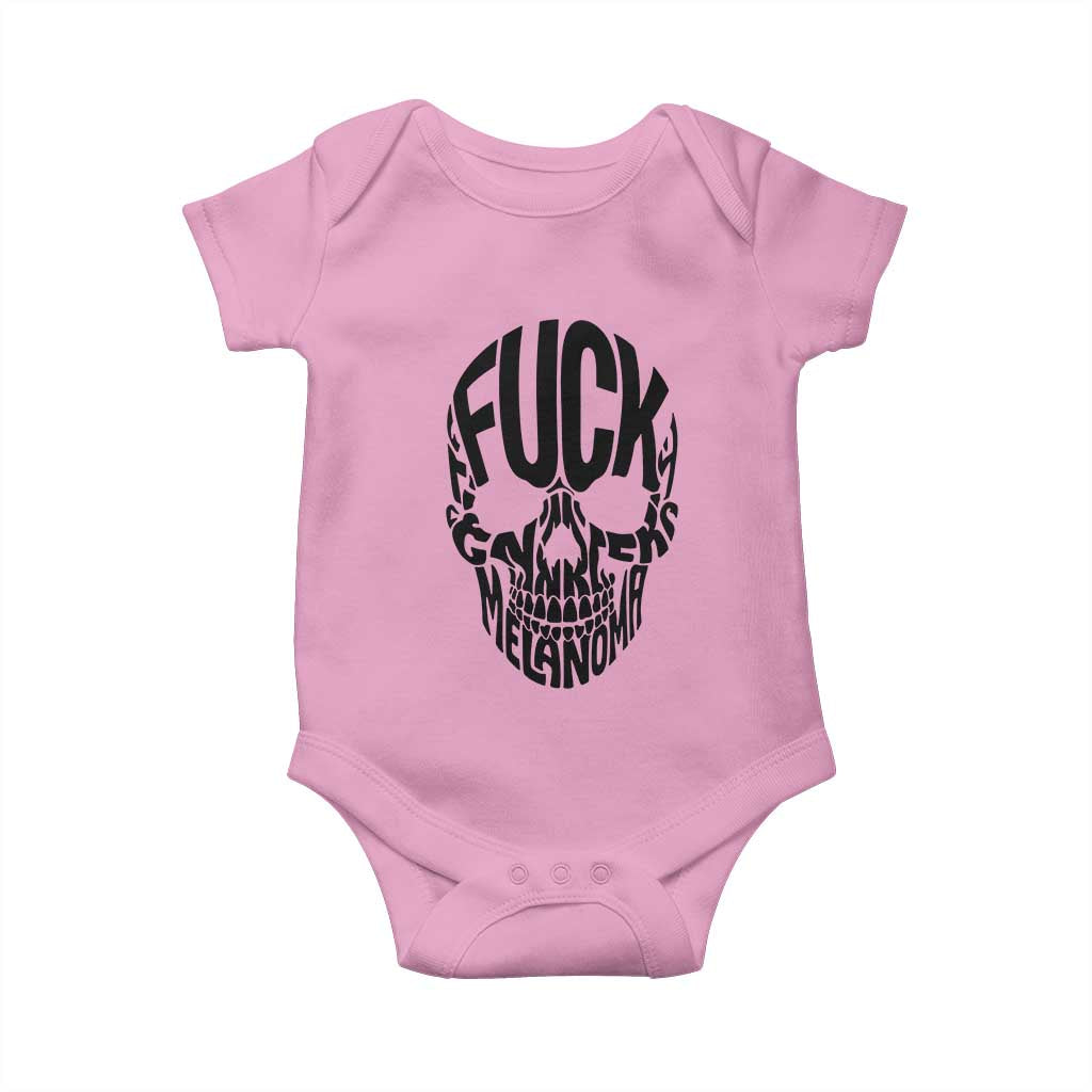 Fuck Melanoma Skull Typography Baby Onesie Skin Cancer Warrior TS12 Light Pink Print Your Wear