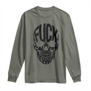 Fuck Melanoma Skull Typography Long Sleeve Shirt Skin Cancer Warrior TS12 Military Green Print Your Wear