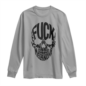 Fuck Melanoma Skull Typography Long Sleeve Shirt Skin Cancer Warrior TS12 Sport Gray Print Your Wear