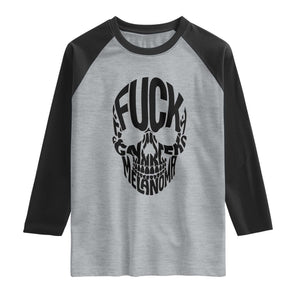 Fuck Melanoma Skull Typography Raglan Shirt Skin Cancer Warrior TS12 Heather Gray Black Print Your Wear